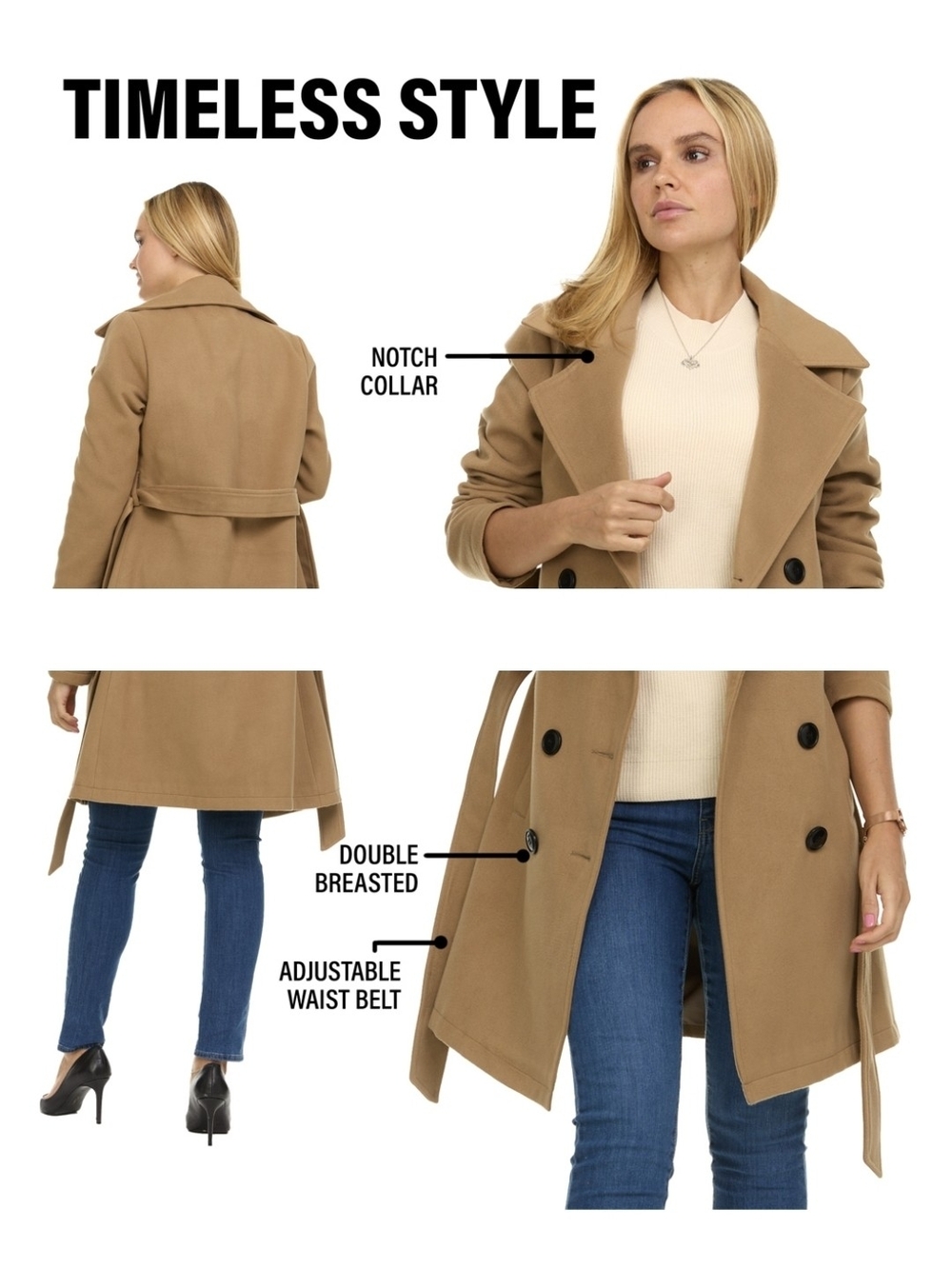 Steve Madden Double Breasted Coat - Picture 2 of 11